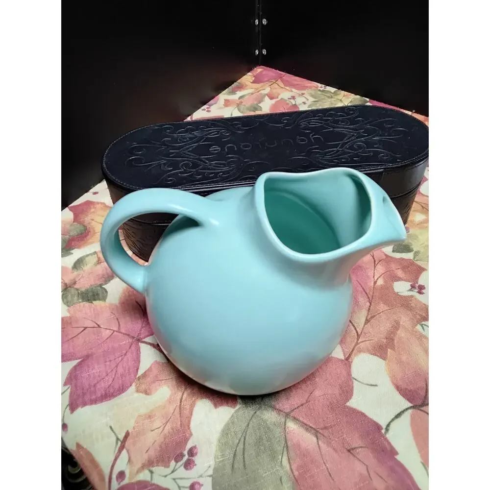 Vintage Franciscan Turquoise Ball pitcher Ice Lip 7